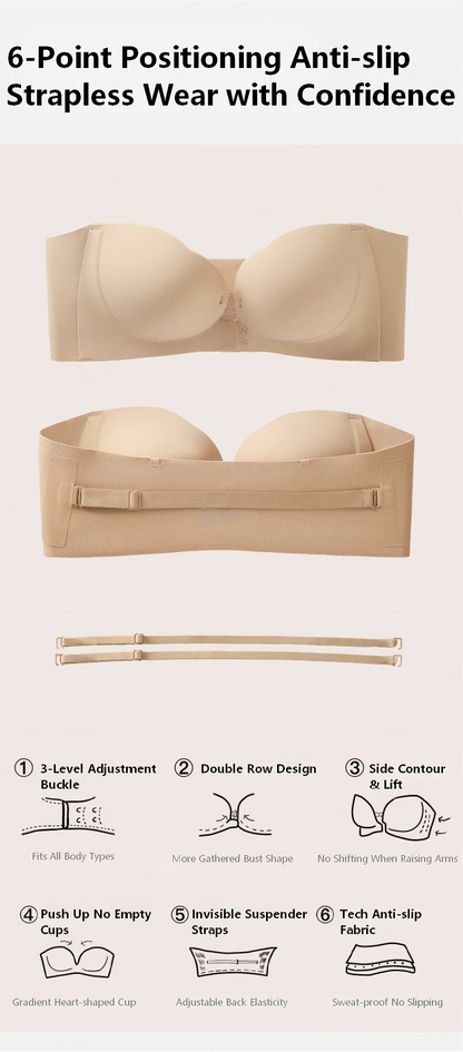 Wireless Strapless Pushup Bra 3D Molded Petal Design