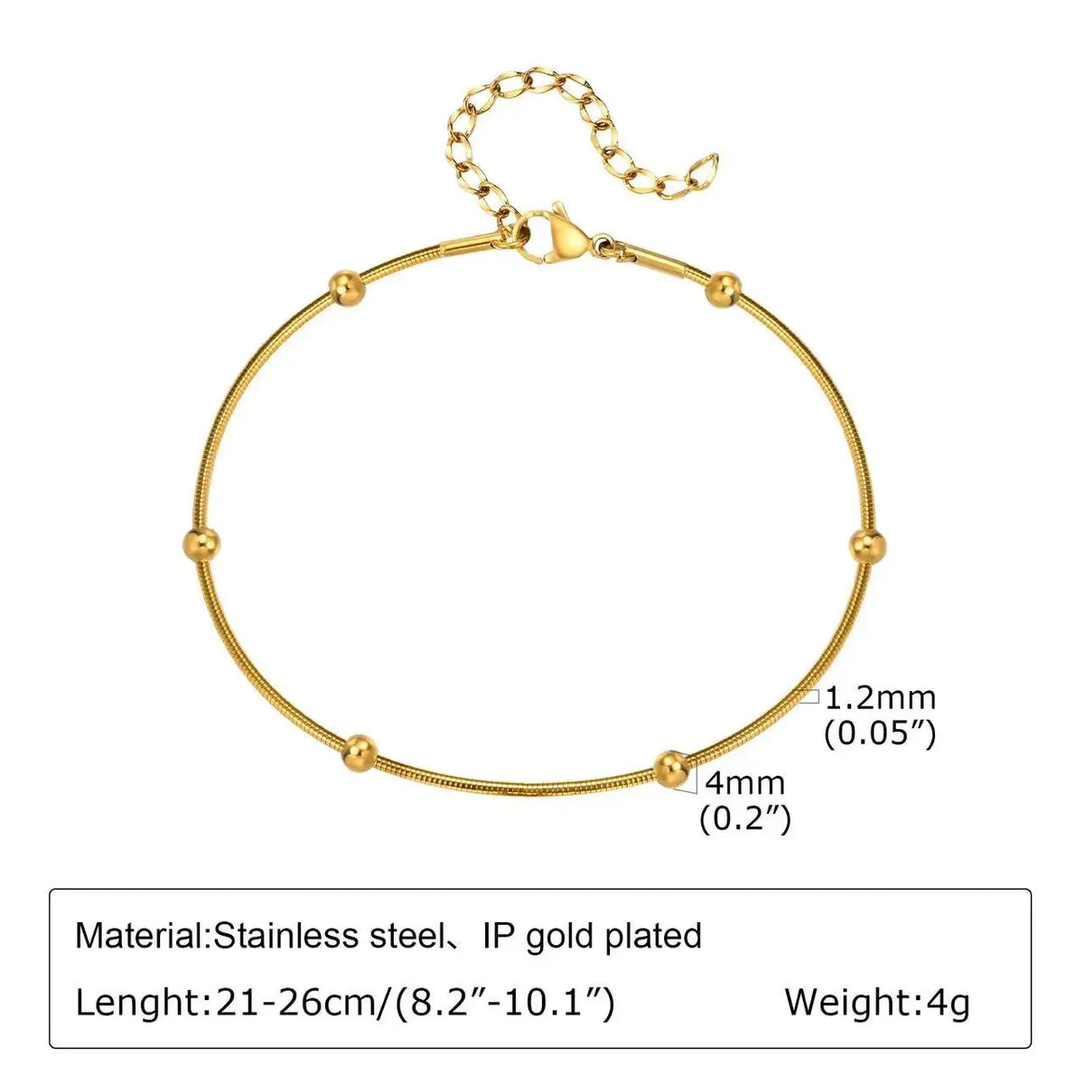 Gold Stainless Steel Bohemian Personalized Anklet