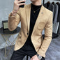 Men's Deerskin Fleece Blazer Single Button Suit Coat