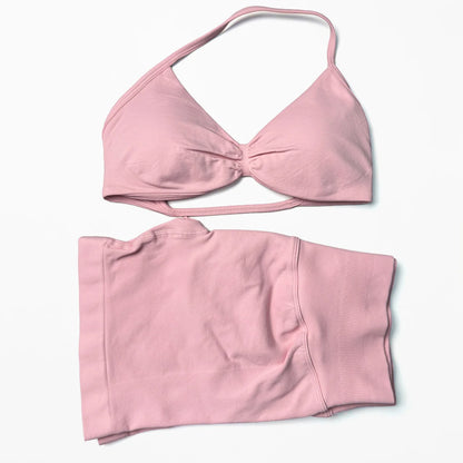 Seamless Strappy Yoga Bra and Scrunch Butt Shorts Set