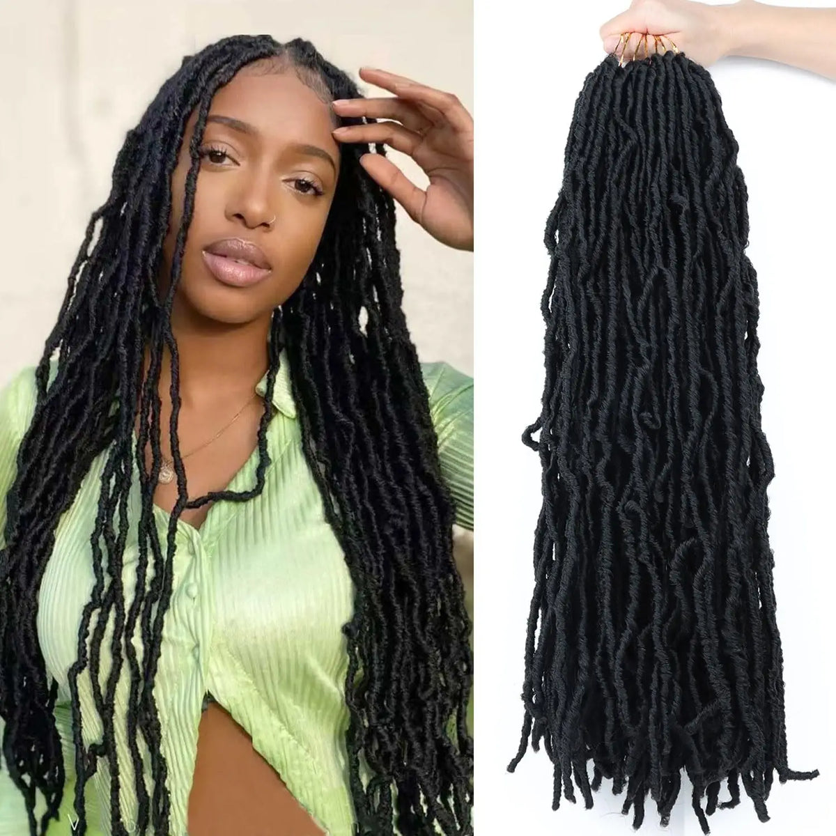 8Pcs 24 Inch Black Synthetic Dreadlock Extensions