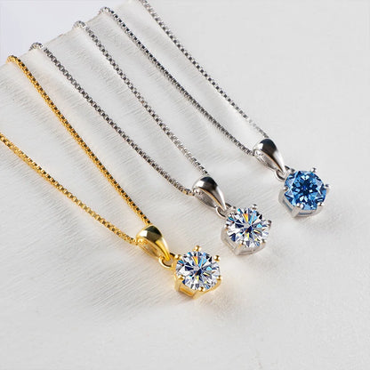 Moissanite Pendant Necklace 925 Sterling Silver Women