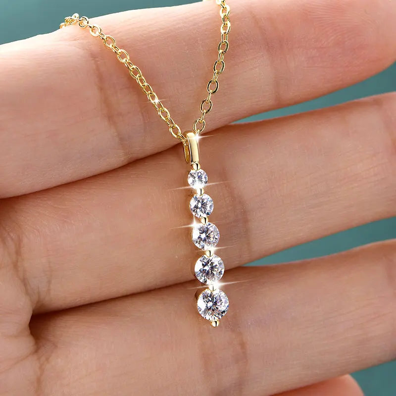 Brilliant Moissanite Pendant Necklace 14K Gold Filled