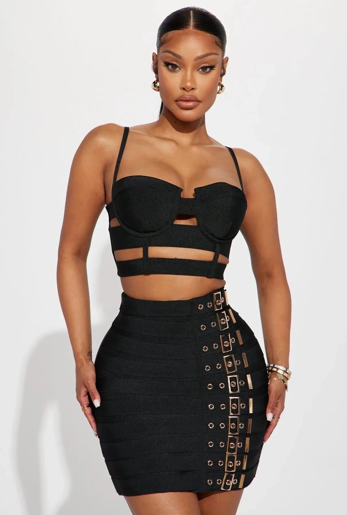Women Sexy Bandage Tops and Pencil Skirt Set