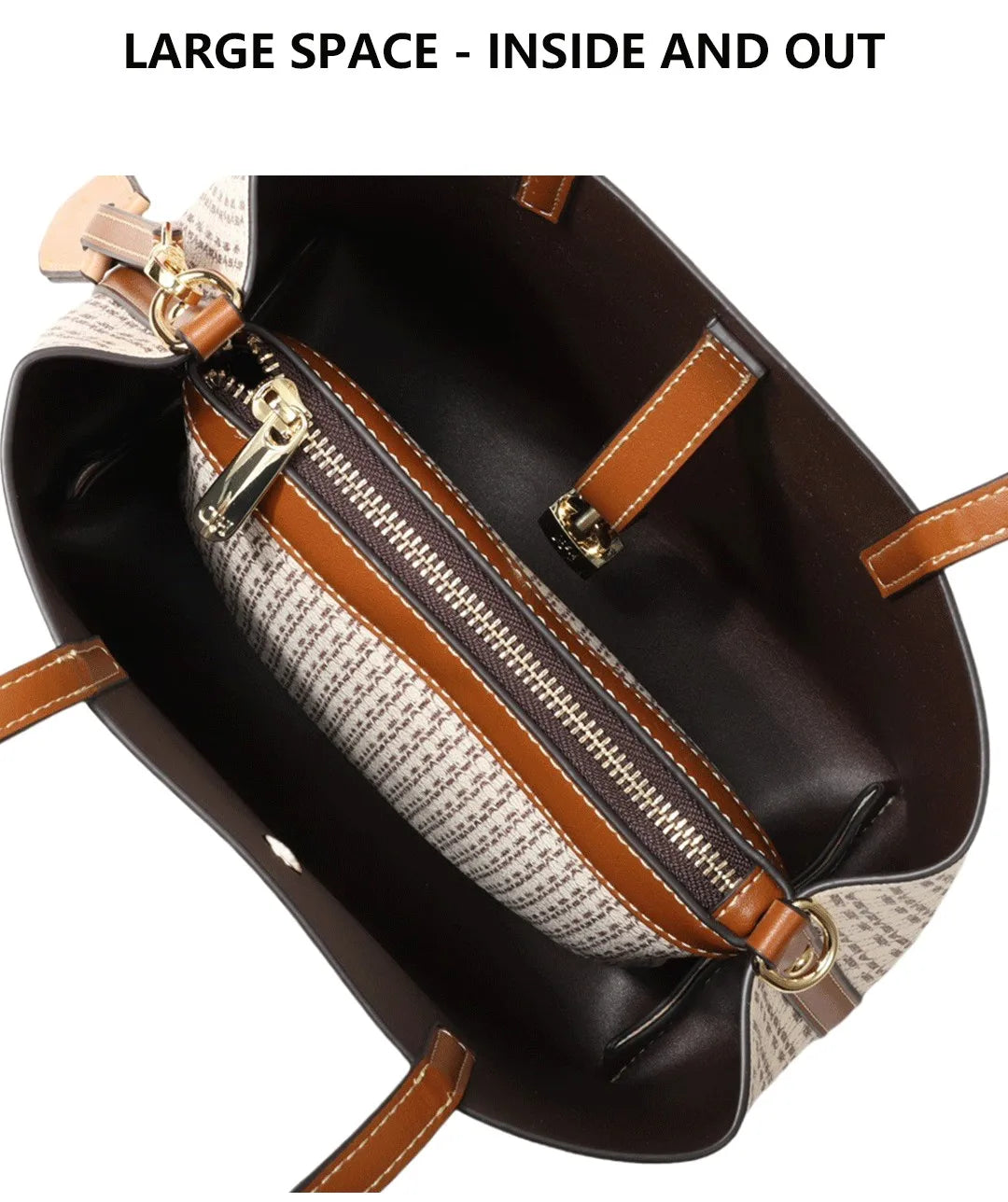 CH Women Monogram Print Shoulder Bag Large Capacity