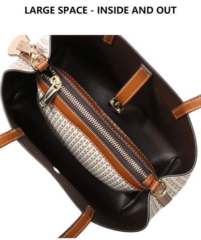 CH Women Monogram Print Shoulder Bag Large Capacity