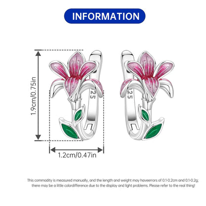 S925 Sterling Silver Iris Flower Hoop Earrings for Women