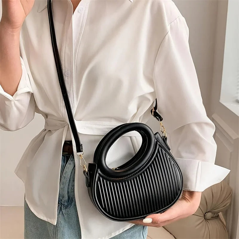 Chic Stripe Crossbody Bag for Women in Synthetic Leather