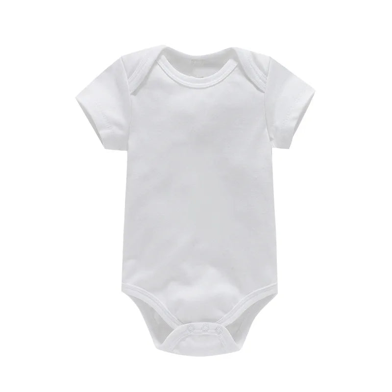 Newborn Baby White Cotton Short Sleeve Romper