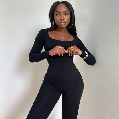 Dulzura Women Long Sleeve Bodycon Jumpsuit Overall