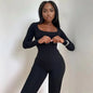 Dulzura Women Long Sleeve Bodycon Jumpsuit Overall