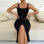 Women's Slim Fit Faux-Button Knit Tank Dress