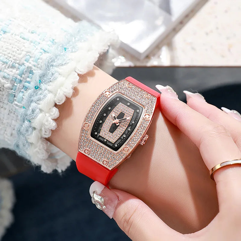 Women Silicone Jelly Quartz Tonneau Watch