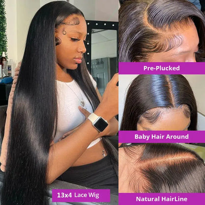 Transparent Bone Straight Lace Front Wig 250% Brazilian Hair