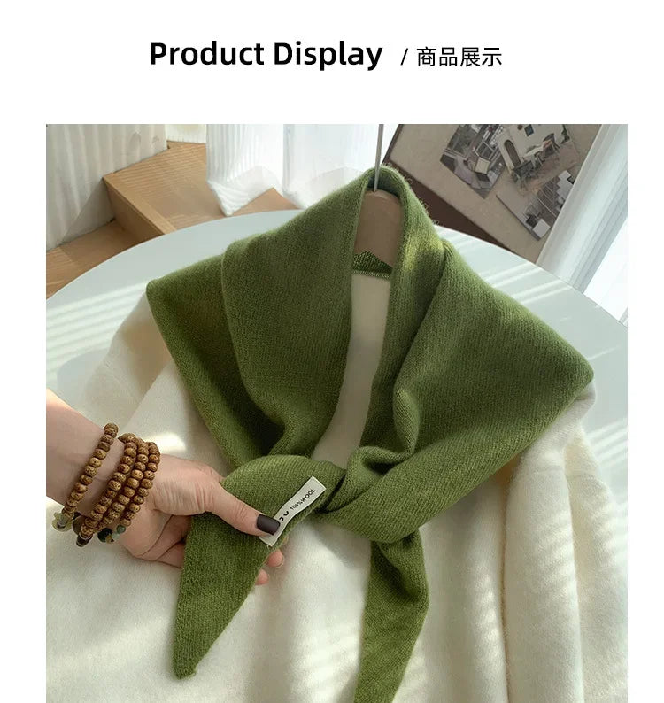 Wool Triangle Scarf for Women - Multi-functional Knitted Scarf