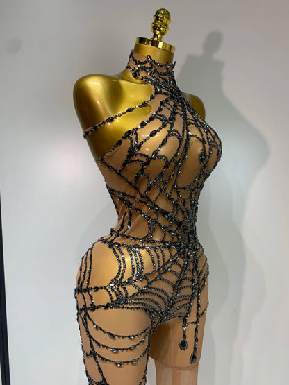 Sparkly Diamond Mesh Jumpsuit for Women