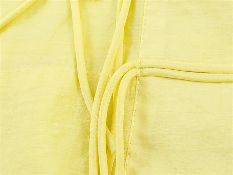 Women's Yellow Long Sleeve Shirt with Knot Decoration