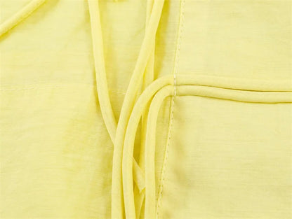 Women's Yellow Long Sleeve Shirt with Knot Decoration