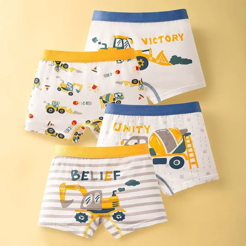 Cotton Boys Cartoon Boxers 4 Piece Set