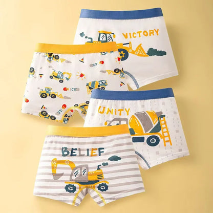 Children's Cotton Underwear Boy Briefs with Cartoon Design