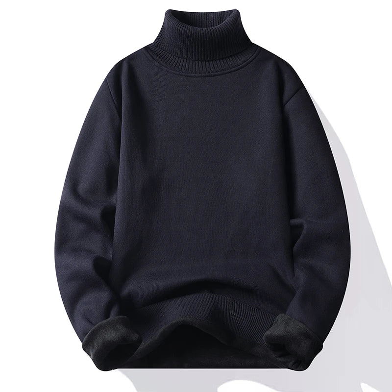 Mens Knitted Turtleneck Sweater Slim Fit Casual