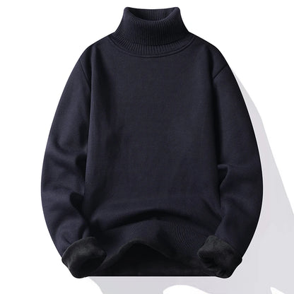 Mens Knitted Turtleneck Sweater Slim Fit Casual