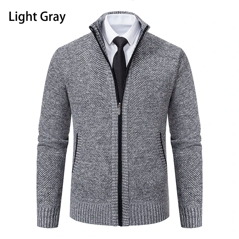 Men's Fleece Zipper Cardigan Casual Sports Coat