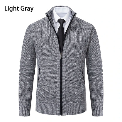 Men's Fleece Zipper Cardigan Casual Sports Coat
