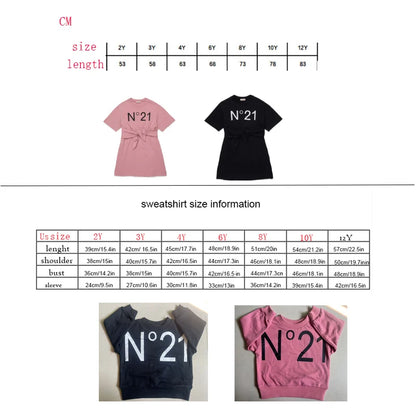 Kids Cute Print Cotton Sweatshirt Dress Set