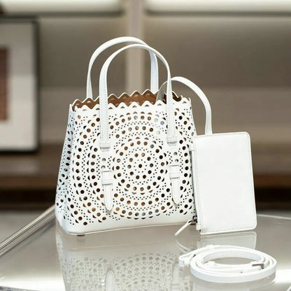 Mini Cowhide Shoulder Handbag Genuine Leather Bucket Bag