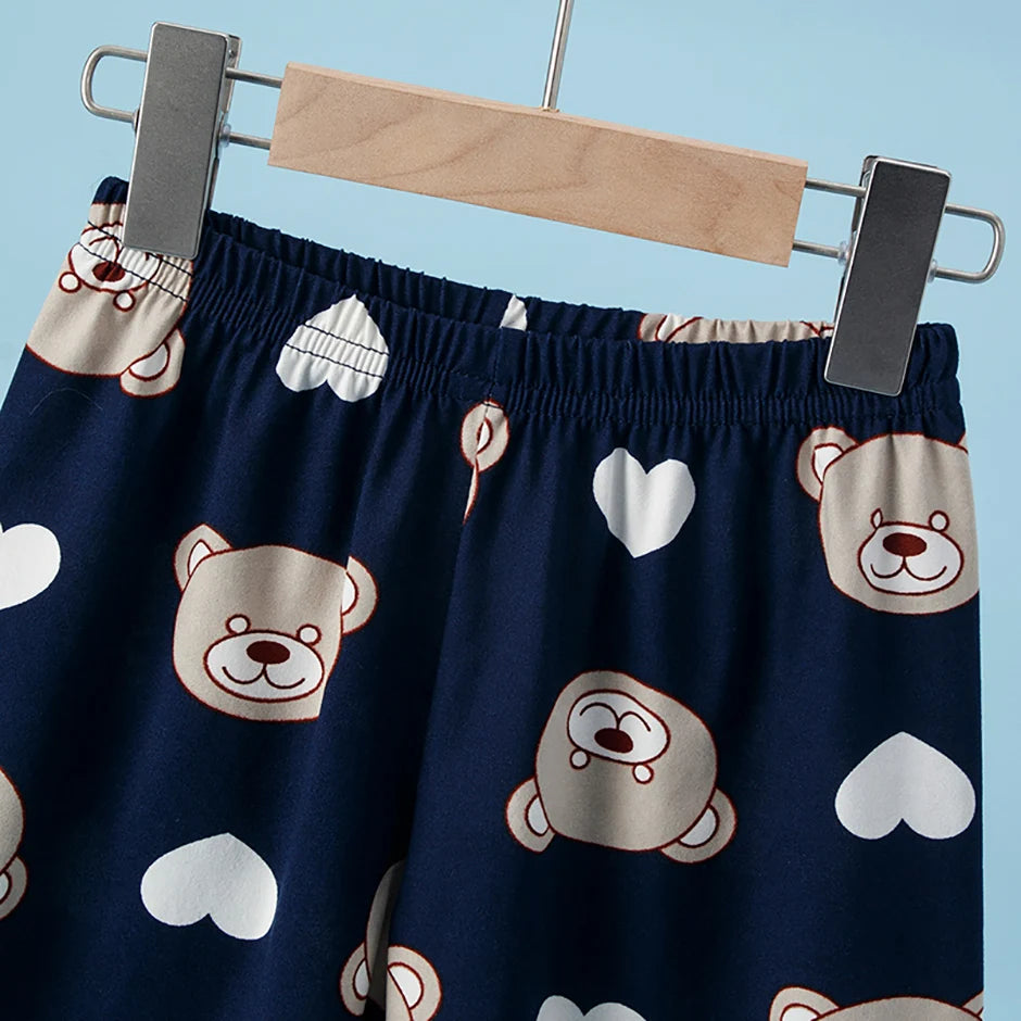 Children's Casual Joker Bear Print Pajama Set