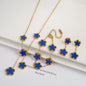 18k Gold-Plated Five-Leaf Flower Jewelry Set