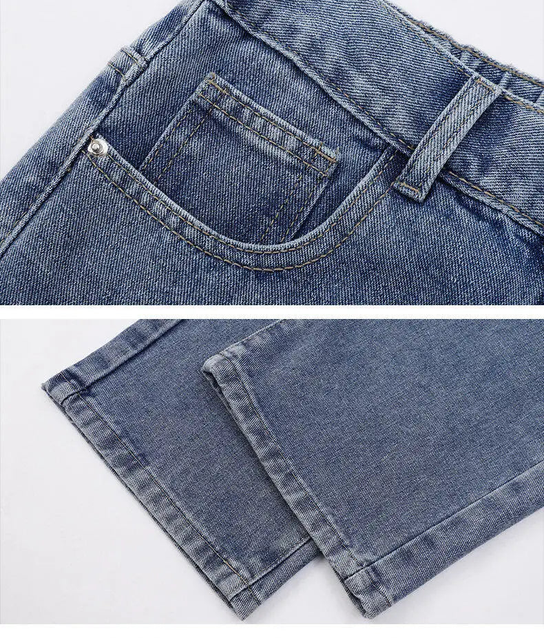 Men's Casual Straight Denim Jeans in Light Blue
