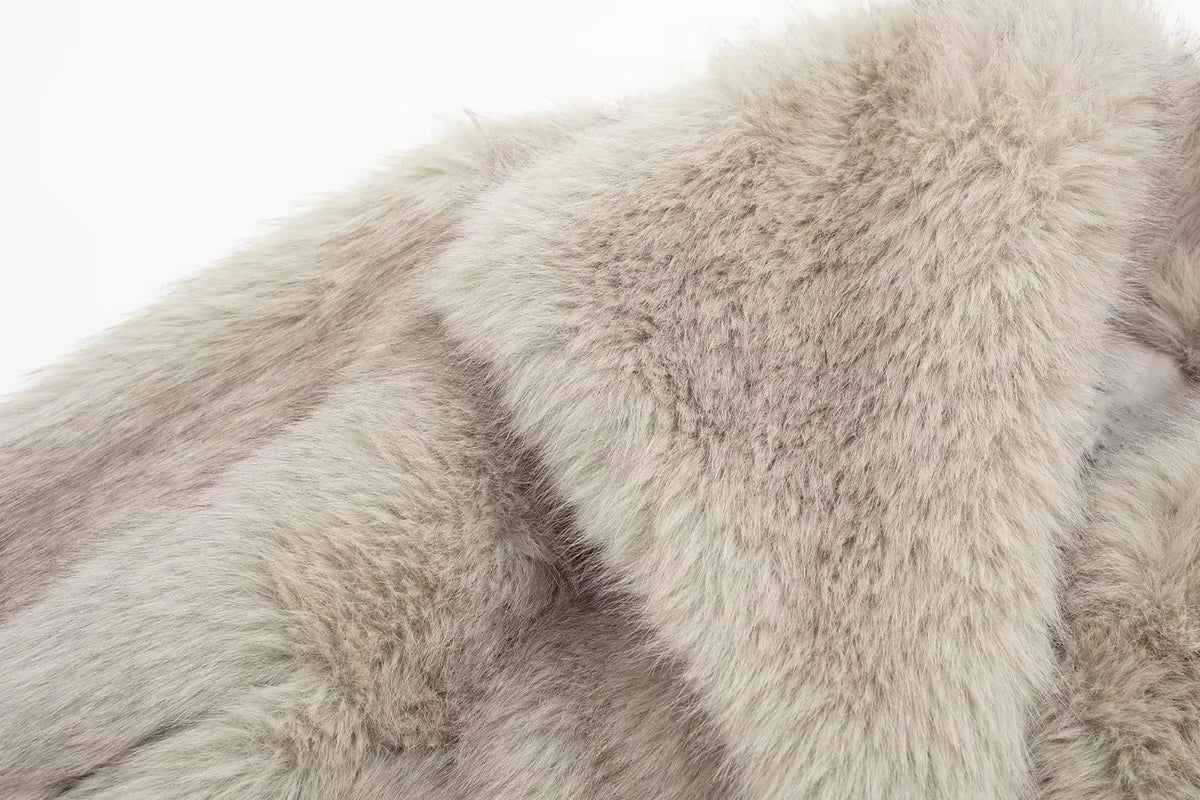 Cropped Faux Fur Jacket Coat for Women