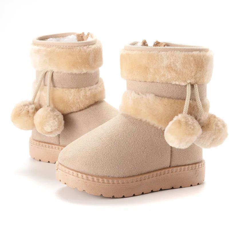Girls Winter Snow Boots Thick Warm Rubber Microfiber
