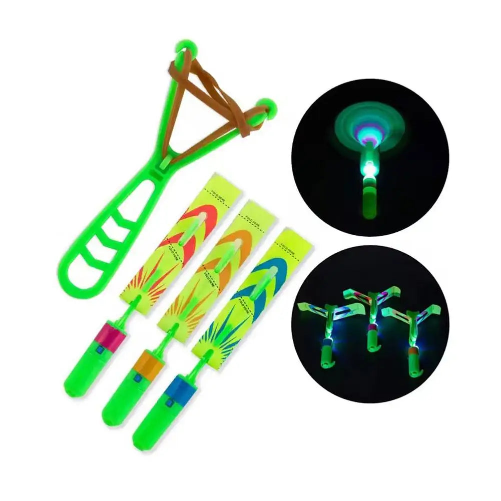 LED Slingshot Flying Copters Light-Up Toys for Kids