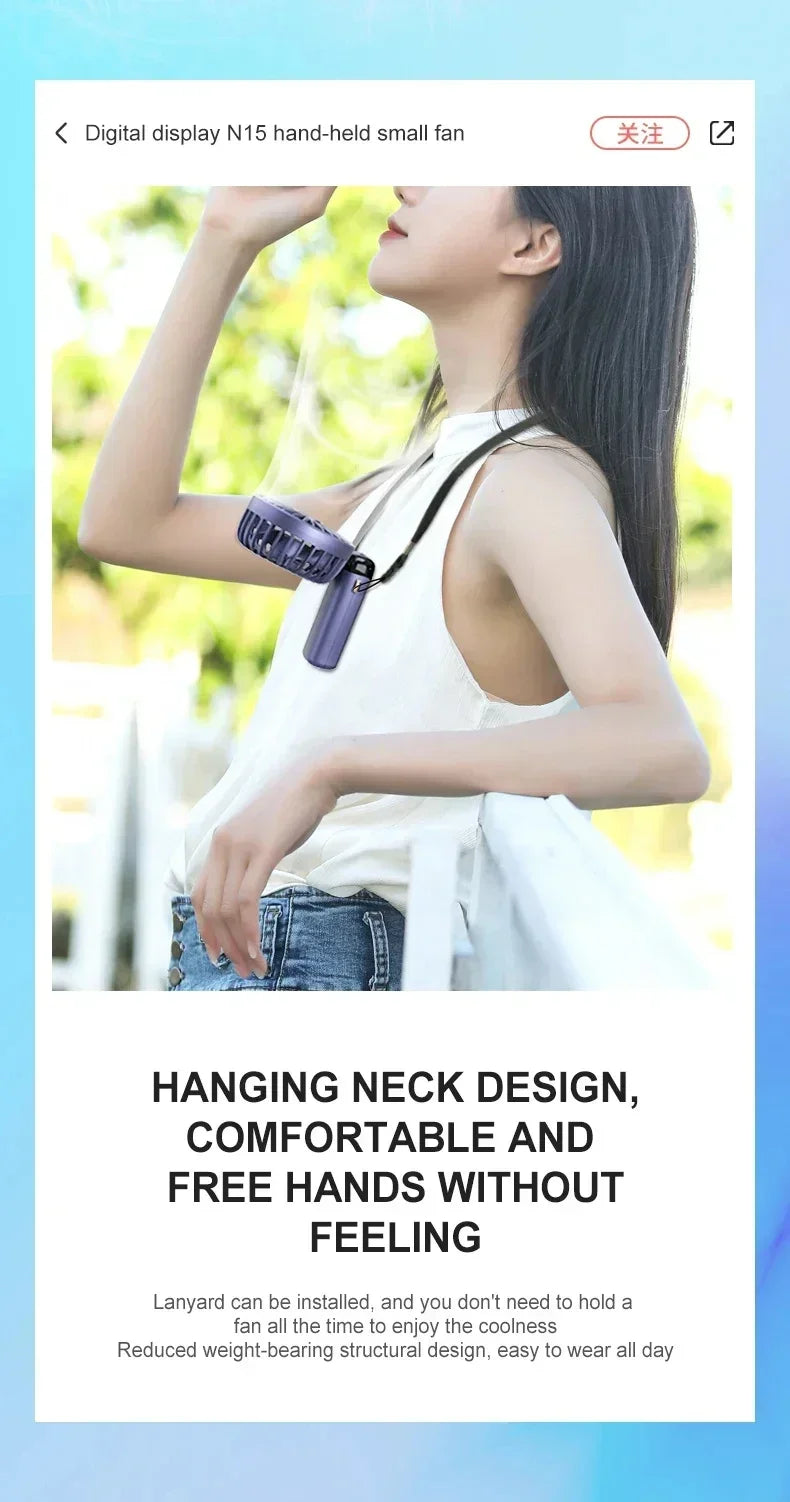 Portable Rechargeable Handheld Fan with LED Display