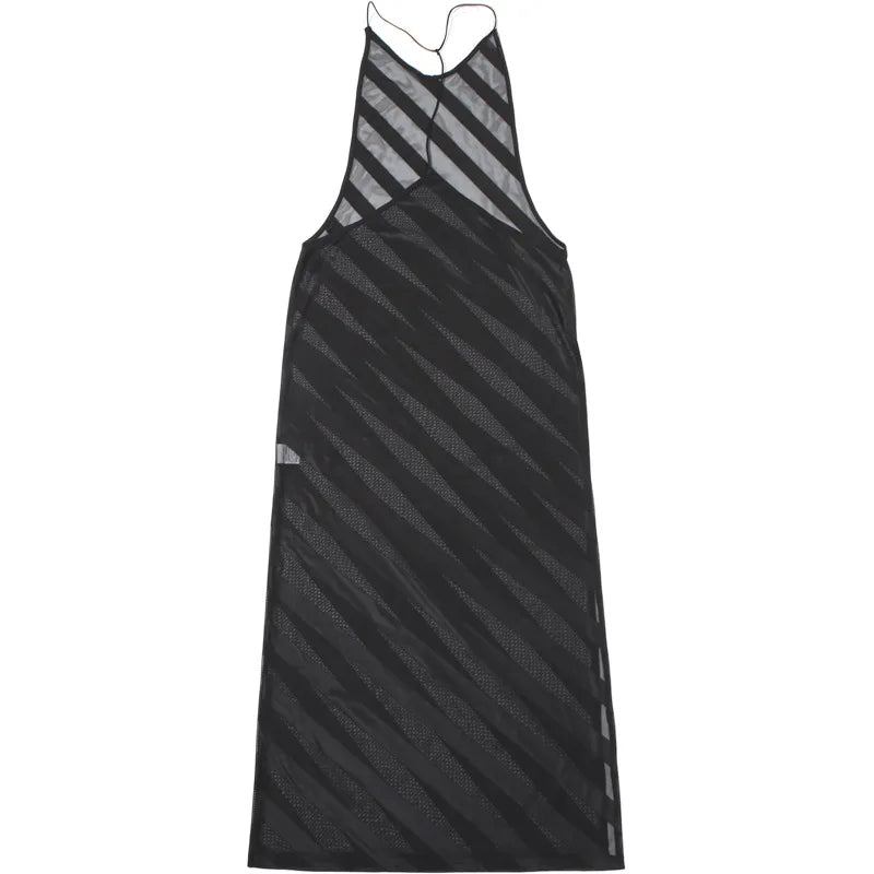 Mesh See Through Halter Maxi Dress for Women