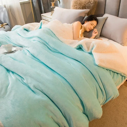 Wool Throw Blanket Double Sided Queen Size Winter Use