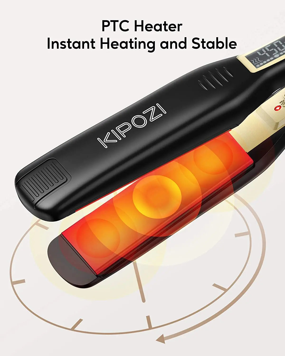 KIPOZI Titanium Flat Iron Hair Straightener with LCD Display