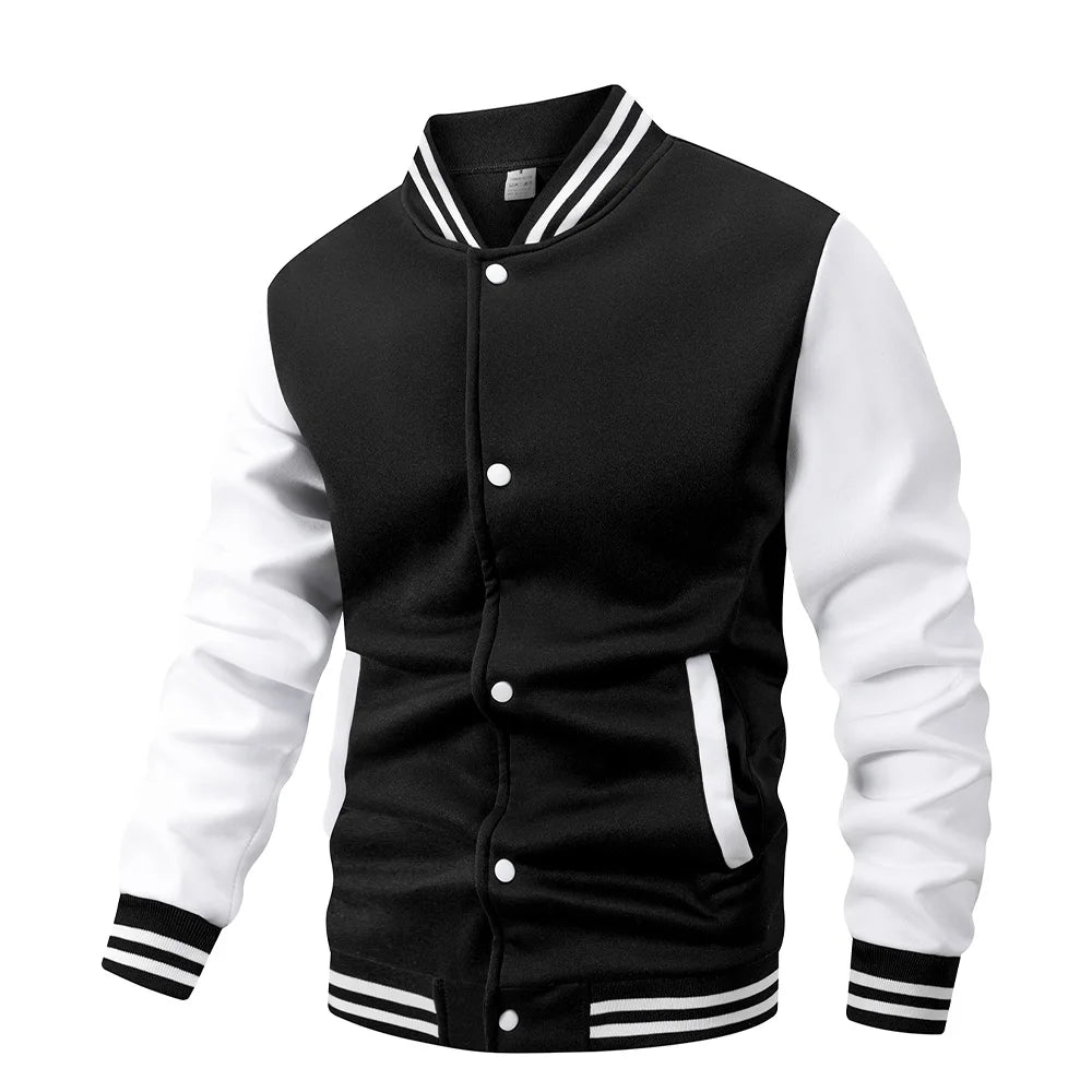 Men's Black And White Varsity Baseball Jacket