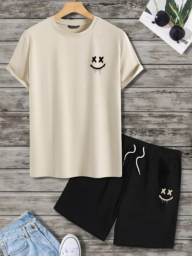 Men's Casual Hawaiian Print T-Shirt and Shorts Set