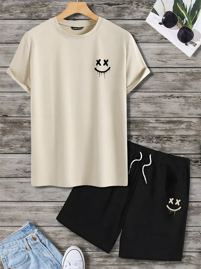 Men's Casual Hawaiian Print T-Shirt and Shorts Set