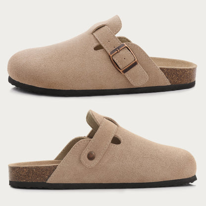 Comwarm Women's Suede Mules Slippers with Cork Insole