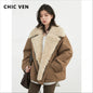 Cotton Motorcycle Jacket for Women Casual Retro Style