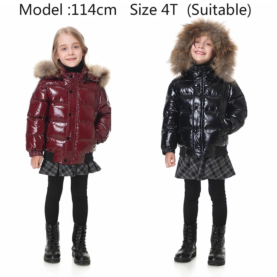 Black Down Winter Parka Jacket for Boys and Girls