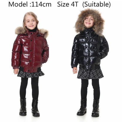 Black Down Winter Parka Jacket for Boys and Girls