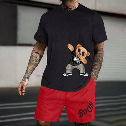 Men's Summer Loose Harajuku T-Shirt and Shorts Set