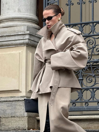Women's Windproof Trench Coat Loose Fit Overcoat