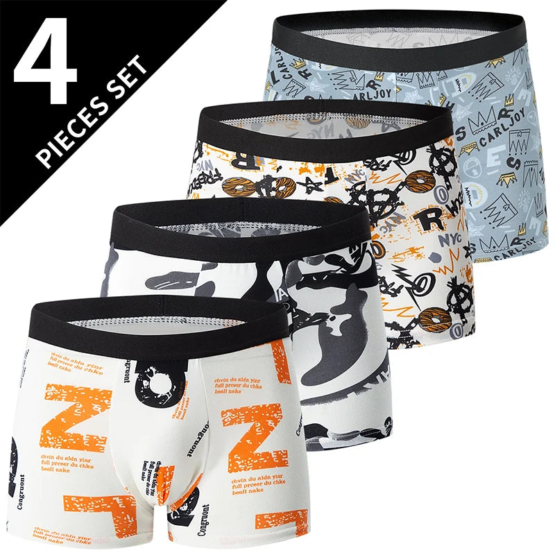 Men's Printed Fashion Boyshorts Plus Size Swim Trunks